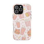 Kawaii Snack Pattern Magnetic Phone Case, Cute Popcorn, Burger & Soda Design with MagSafe Compatibility