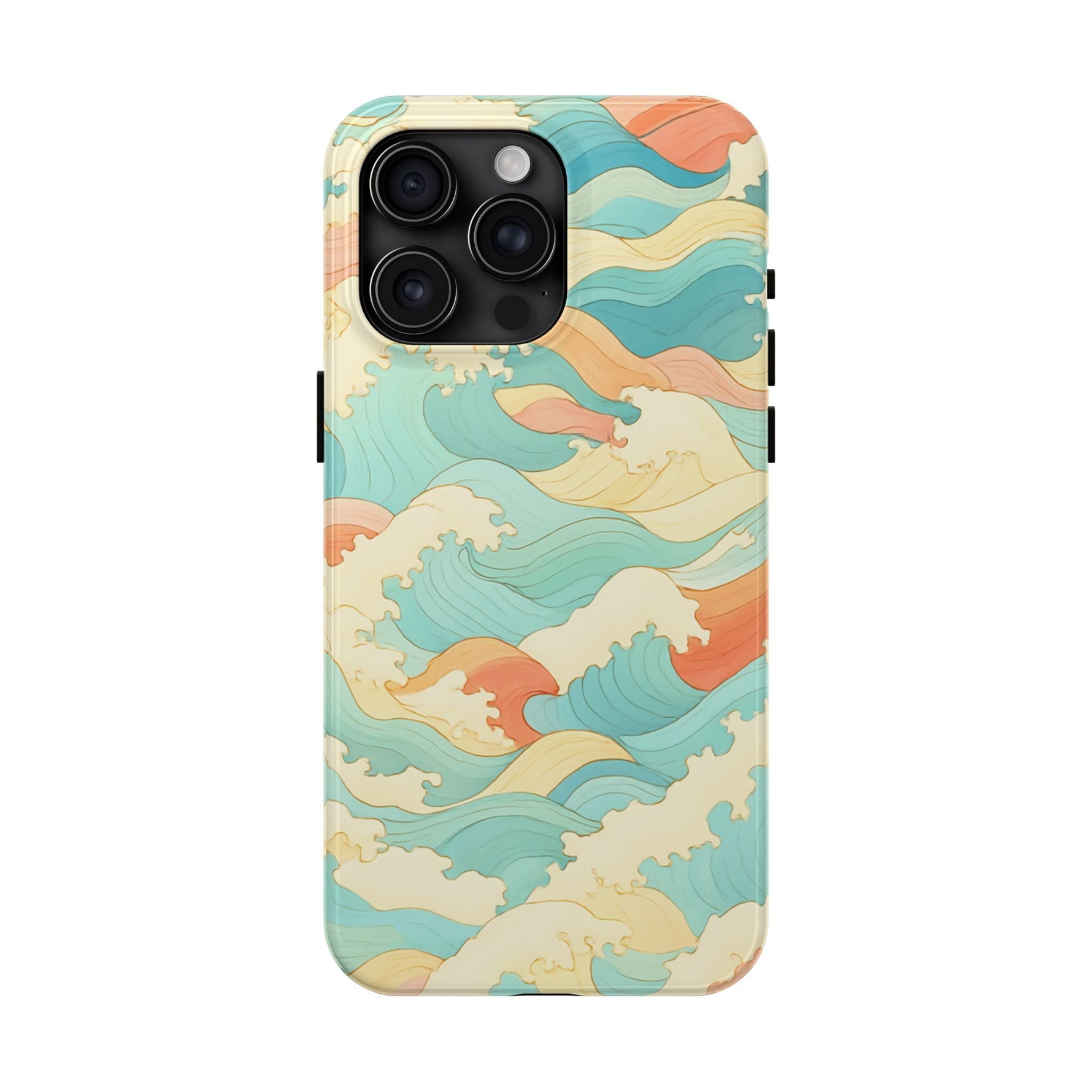 Ocean Wave Tough Phone Case — Pastel Retro Surf Pattern  Shamo's iPhone 15 Pro Max