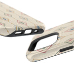 Desert Diamonds – Pastel Geometric Pattern MagSafe Phone Case, glossy square triple-camera Pro model, port openings and edge details