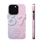 6 7 Viral TikTok Trend Pastel Aesthetic Magnetic Impact-Resistant iPhone Case, Personalizable Text and MagSafe Compatible