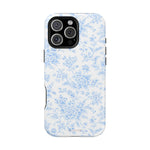 Preppy Look Blue Floral Impact-Resistant Phone Case and MagSafe Compatible