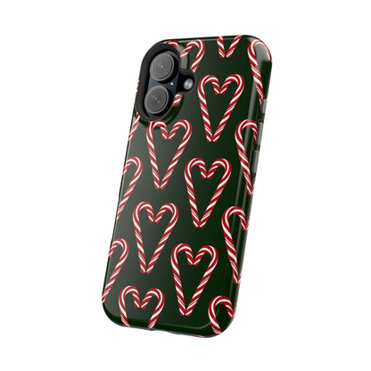 Candy Cane Heart MagSafe Impact-Resistant iPhone Case