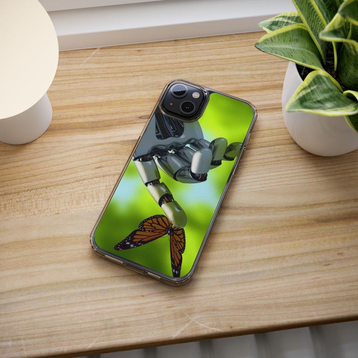 Clear Phone Cases with Robotic hand and Butterfly theme