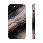 Marbled Black & Rose Gold Magnetic MagSafe Compatible Phone Case — Impact-Resistant
