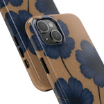 Navy Floral Tough iPhone Case — Durable Protective Case with Blue Flowers on Kraft Background  Shamo's