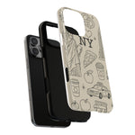 NY City Icons Tough iPhone Case — Statue of Liberty, Pizza & Taxi Pattern | Compatible with MagSafe  Shamo's
