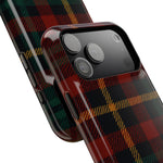 Funda para iPhone resistente a impactos con diseño de cuadros escoceses rojos y verdes con MagSafe