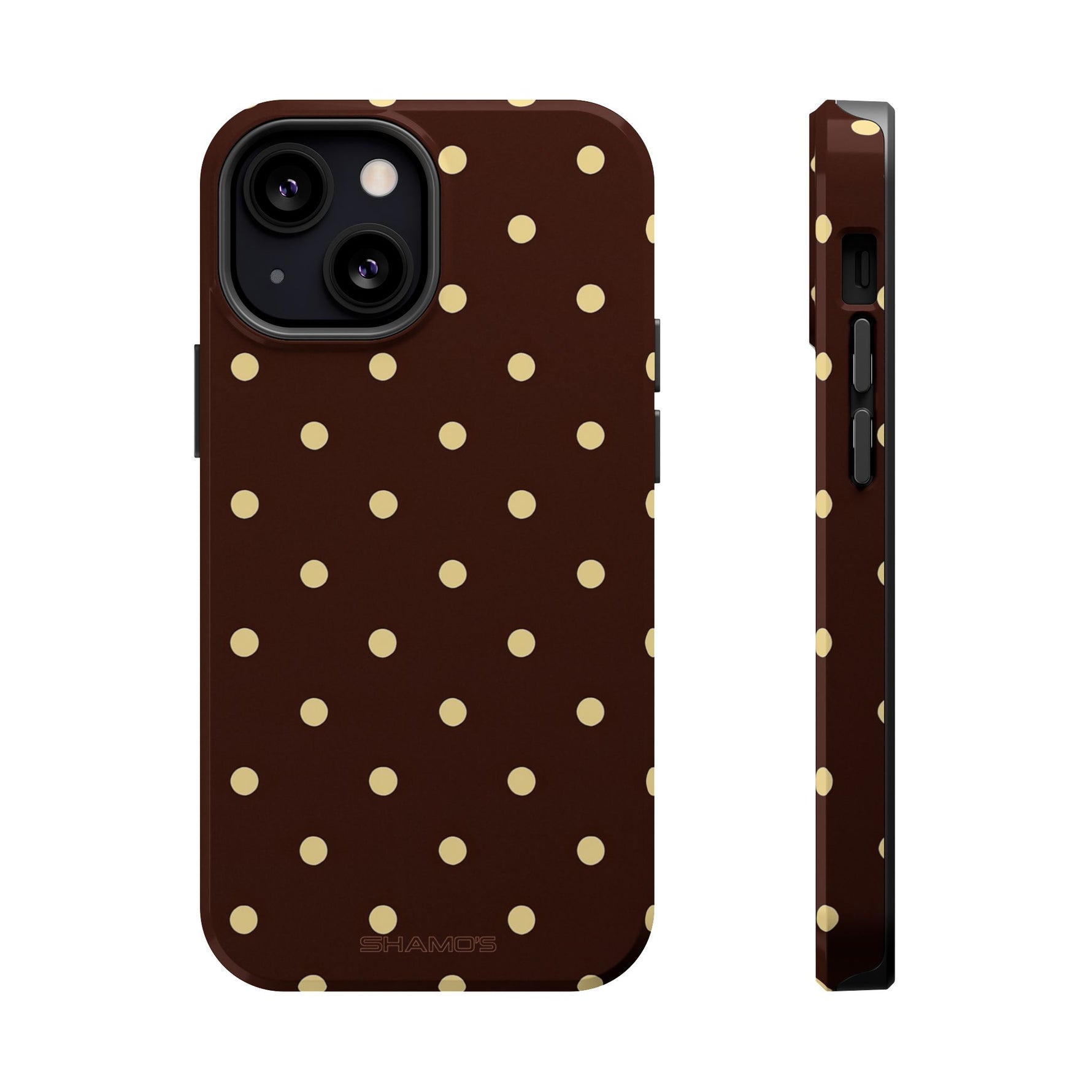 Polka Dot iPhone Case — Brown & Cream MagSafe Protective Cover