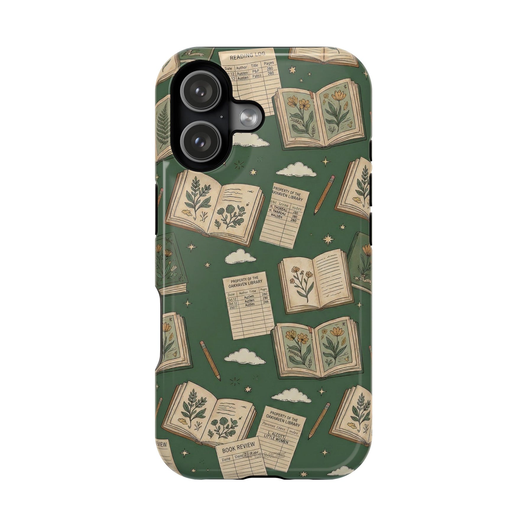 Botanical Journal Pattern iPhone Case | MagSafe Compatible Impact-Resistant Protective Cover