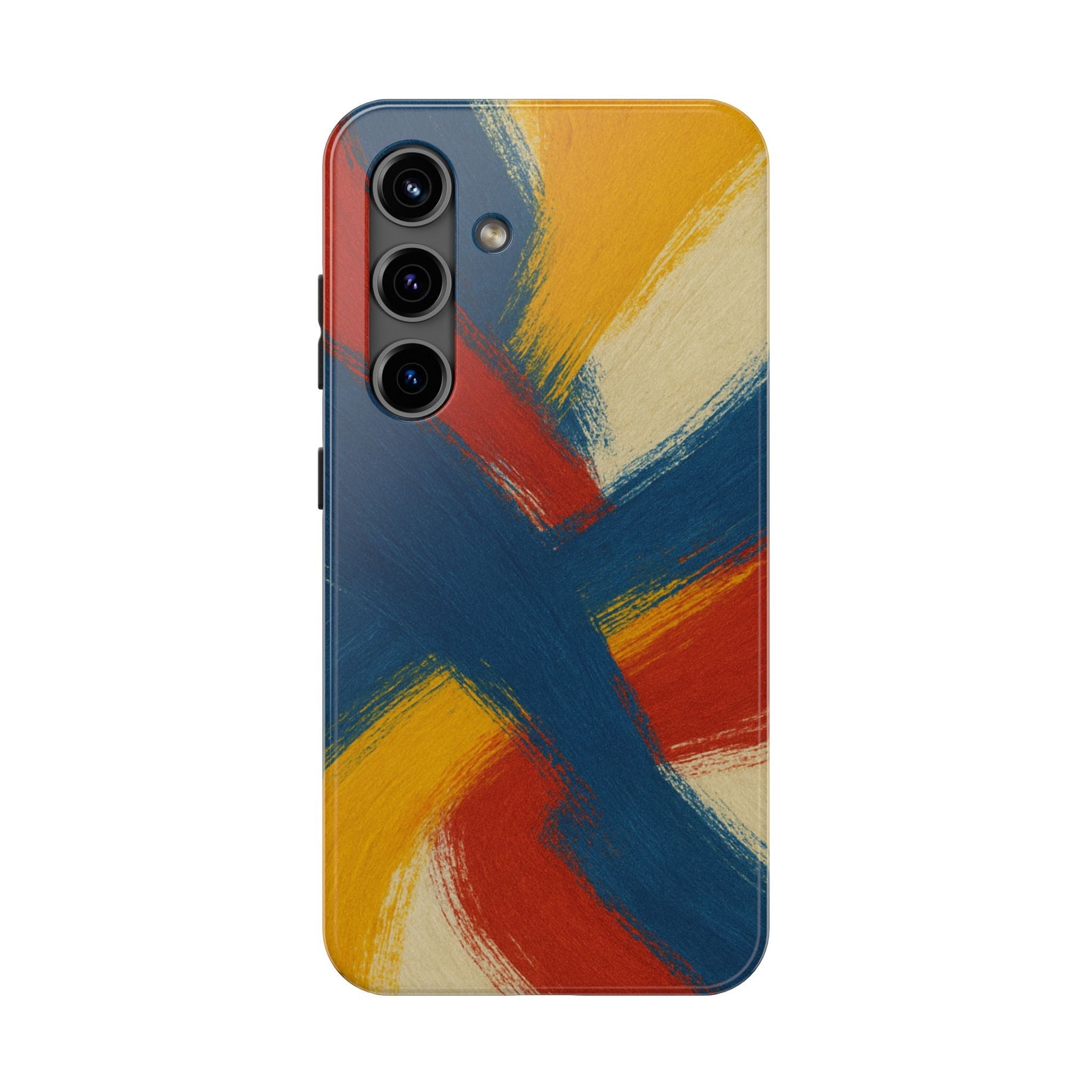 Abstract Brushstroke Tough Phone Case — Colorful Red, Blue & Yellow Protective Cover  Shamo's Samsung Galaxy S24