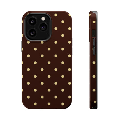 Polka Dot iPhone Case — Brown & Cream Protective Cover with MagSafe compatibility