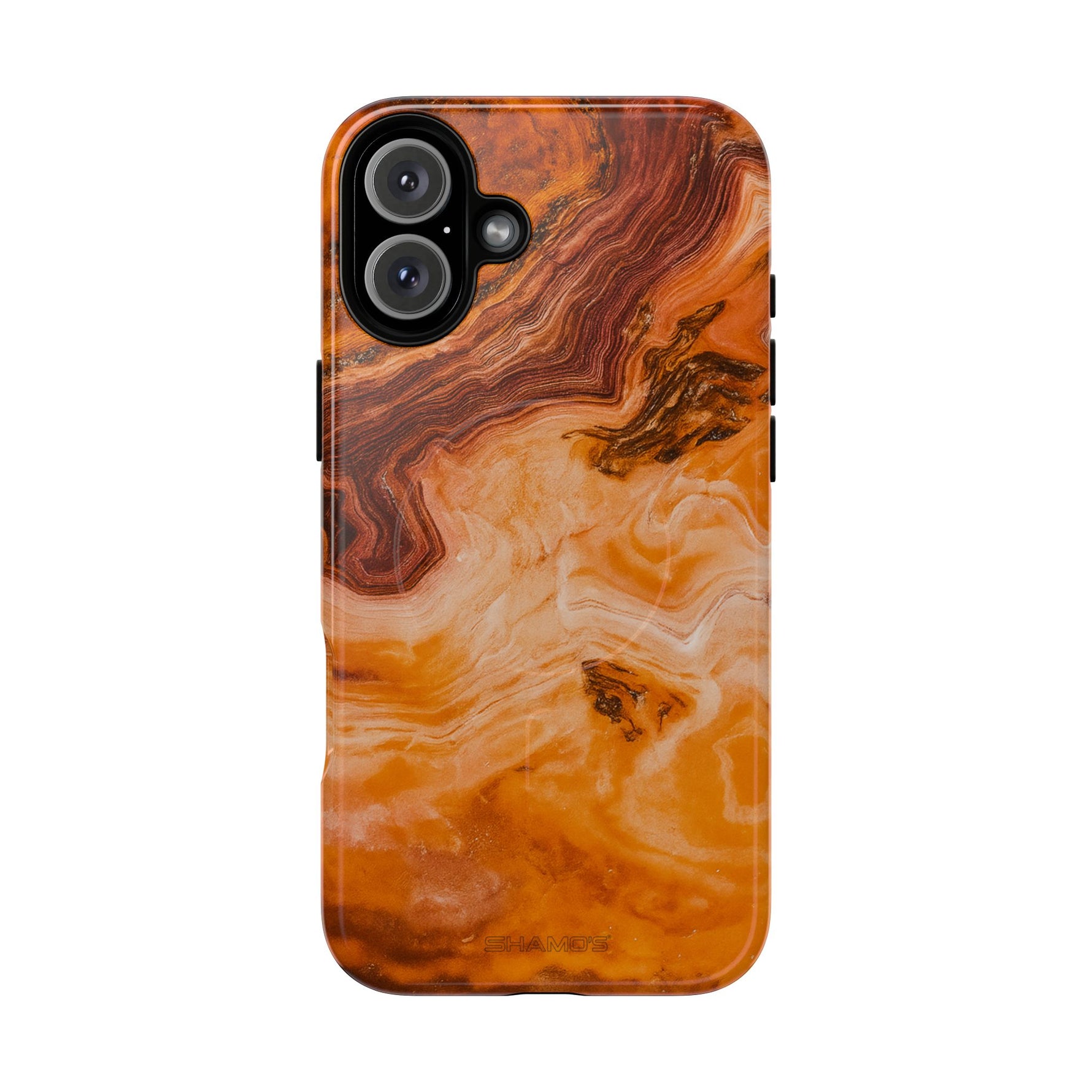 iPhone-Hülle aus bernsteinfarbenem Achatmarmor – kompatibel mit MagSafe