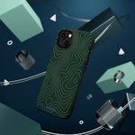 Topographic Green Magnetic Impact-Resistant iPhone Case | MagSafe compatible  Shamo's