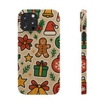 Holiday Pattern Slim iPhone Case — Gingerbread, Santa Hat & Gifts Holiday Design  Shamo's iPhone 12 Pro Max