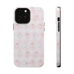 Strawberry Hearts MagSafe Compatible Phone Case | 'Paint it your way' Pink Plaid Impact-Resistant