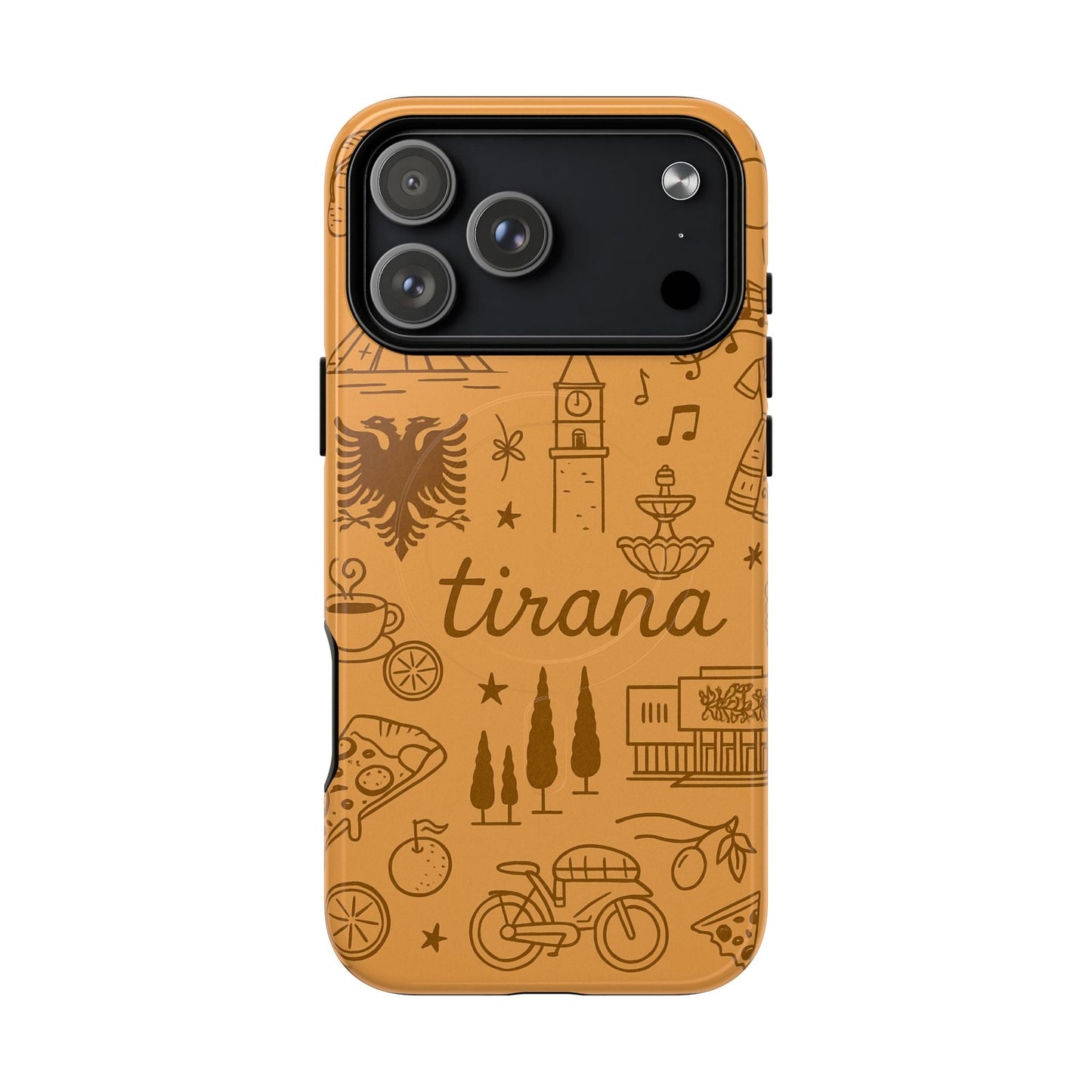 Tirana Illustrated Hand-Drawn iPhone Case — Albanian Landmarks & Icons | MagSafe compatible
