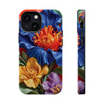 Electric Paradise MagSafe Phone Case – Cobalt Floral & Coral Waves | Glossy