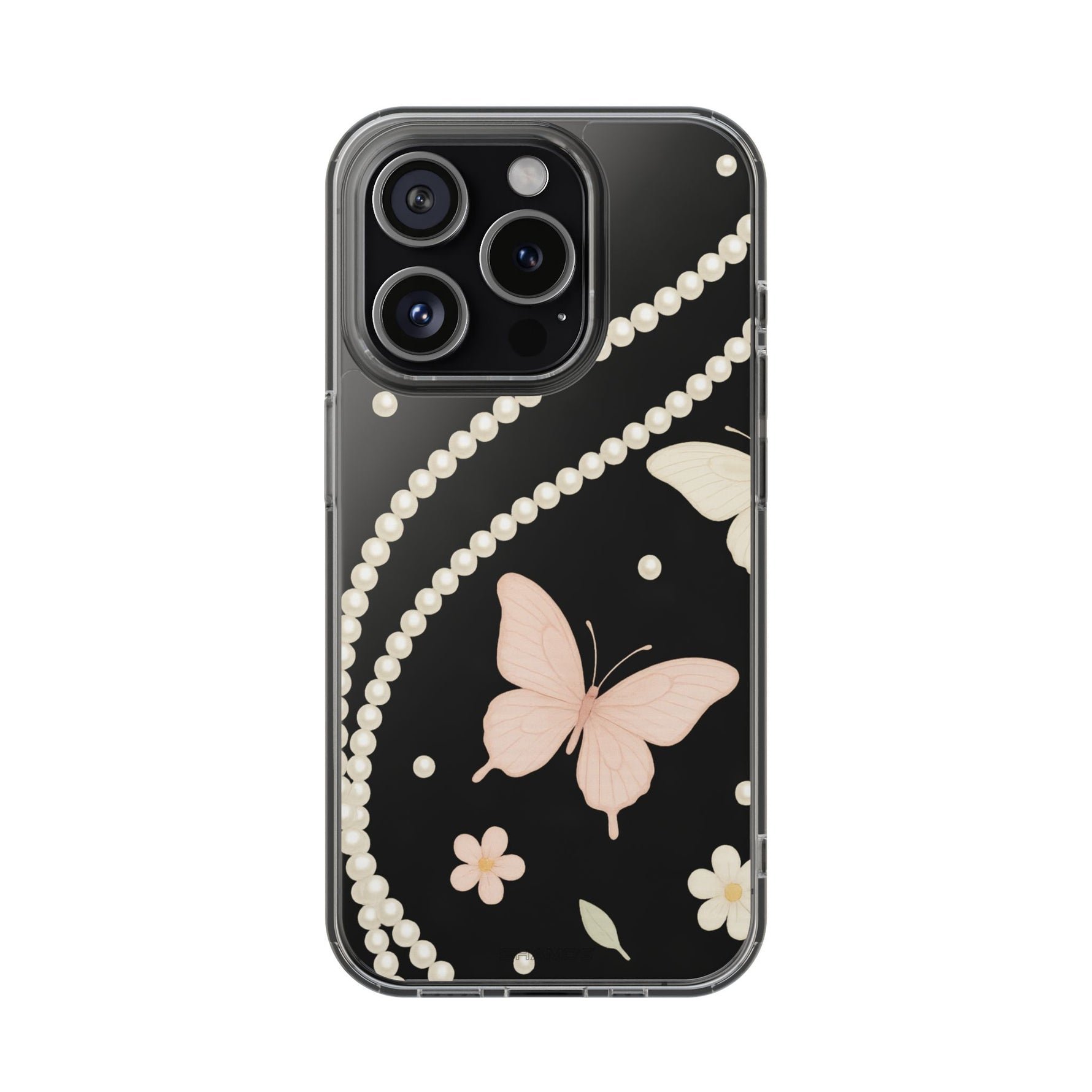 Butterfly Pearl Impact-Resistant Clear iPhone Case - iPhone 15 Pro / Without gift packaging - Shamo's