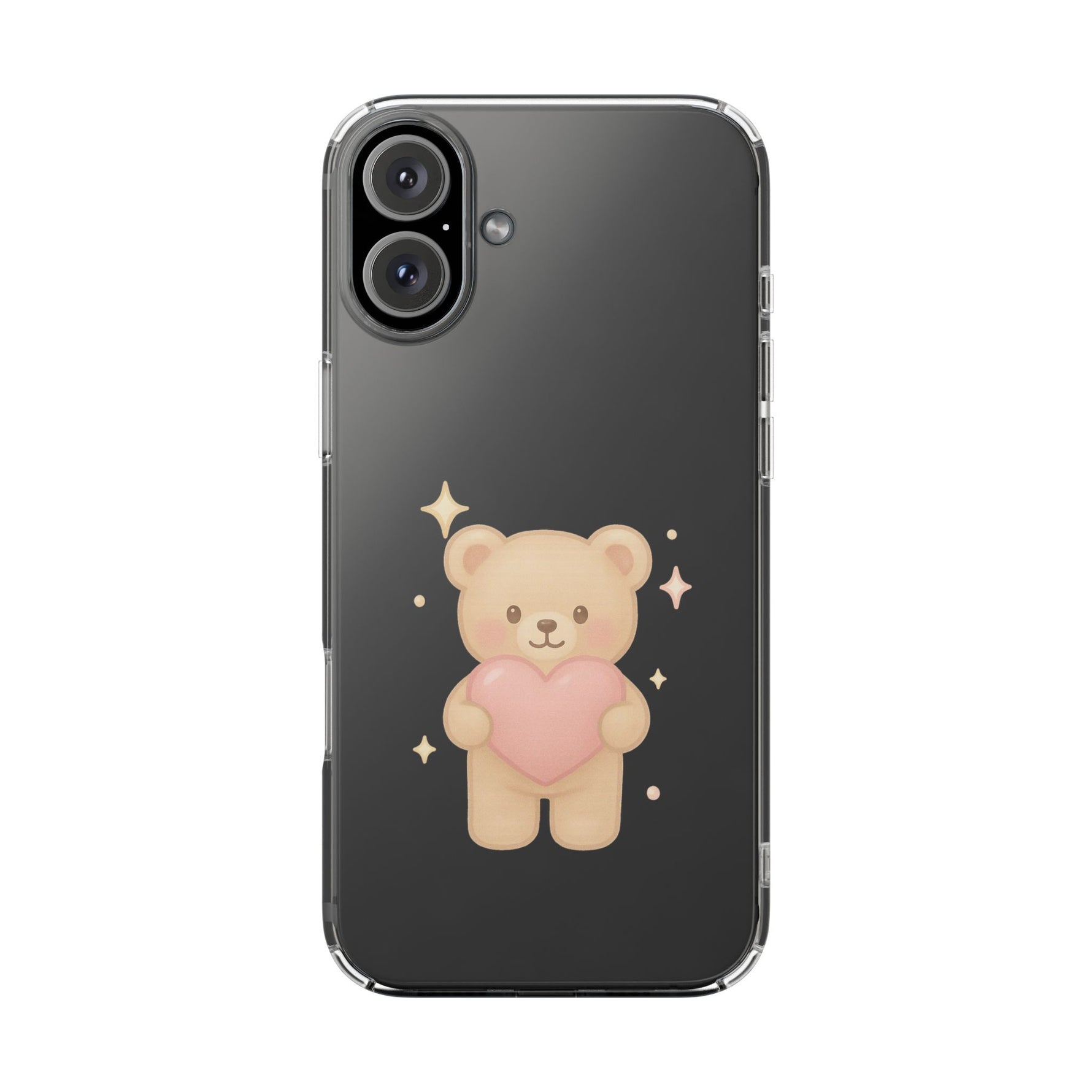 Romantic Teddy Bear Impact-Resistant iPhone Case with Heart Design - Shamo's