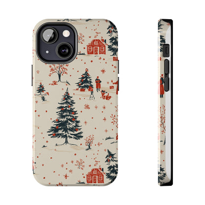 Winter Village Holiday Tough iPhone Case — Vintage Holidays & Snow Scene