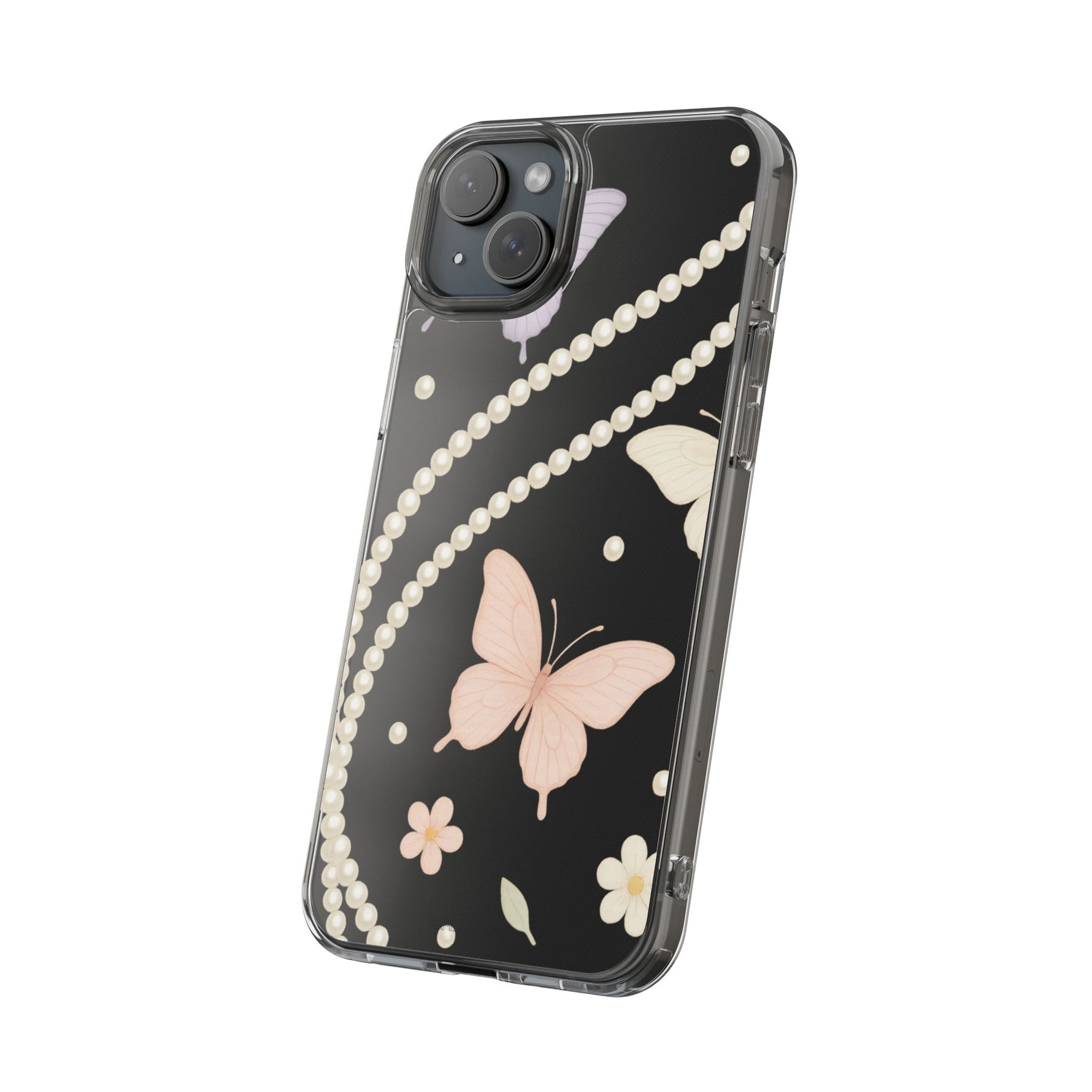 Butterfly Pearl Impact-Resistant Clear iPhone Case - iPhone 17 / Without gift packaging - Shamo's