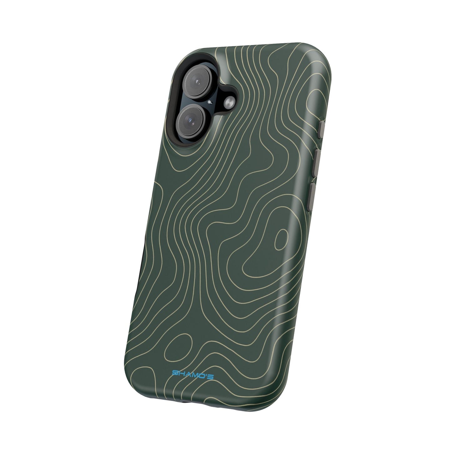 Topographic Green Magnetic Impact-Resistant iPhone Case | MagSafe compatible  Shamo's
