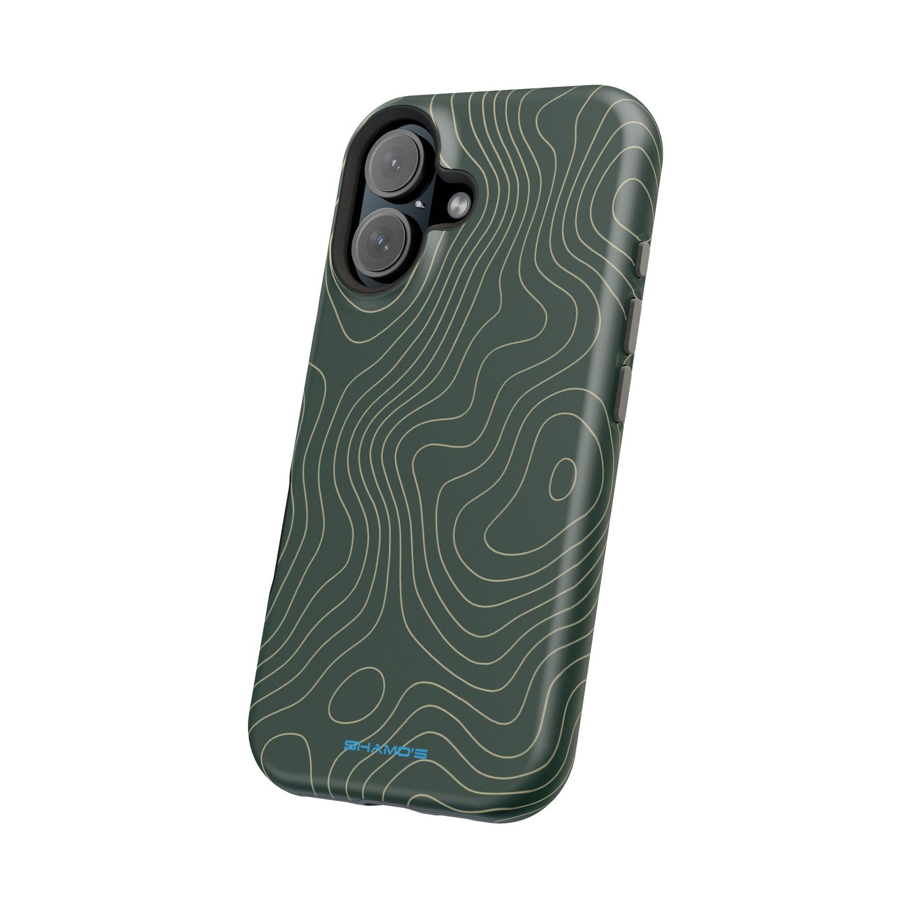 Topographic Green Magnetic Impact-Resistant iPhone Case | MagSafe compatible  Shamo's