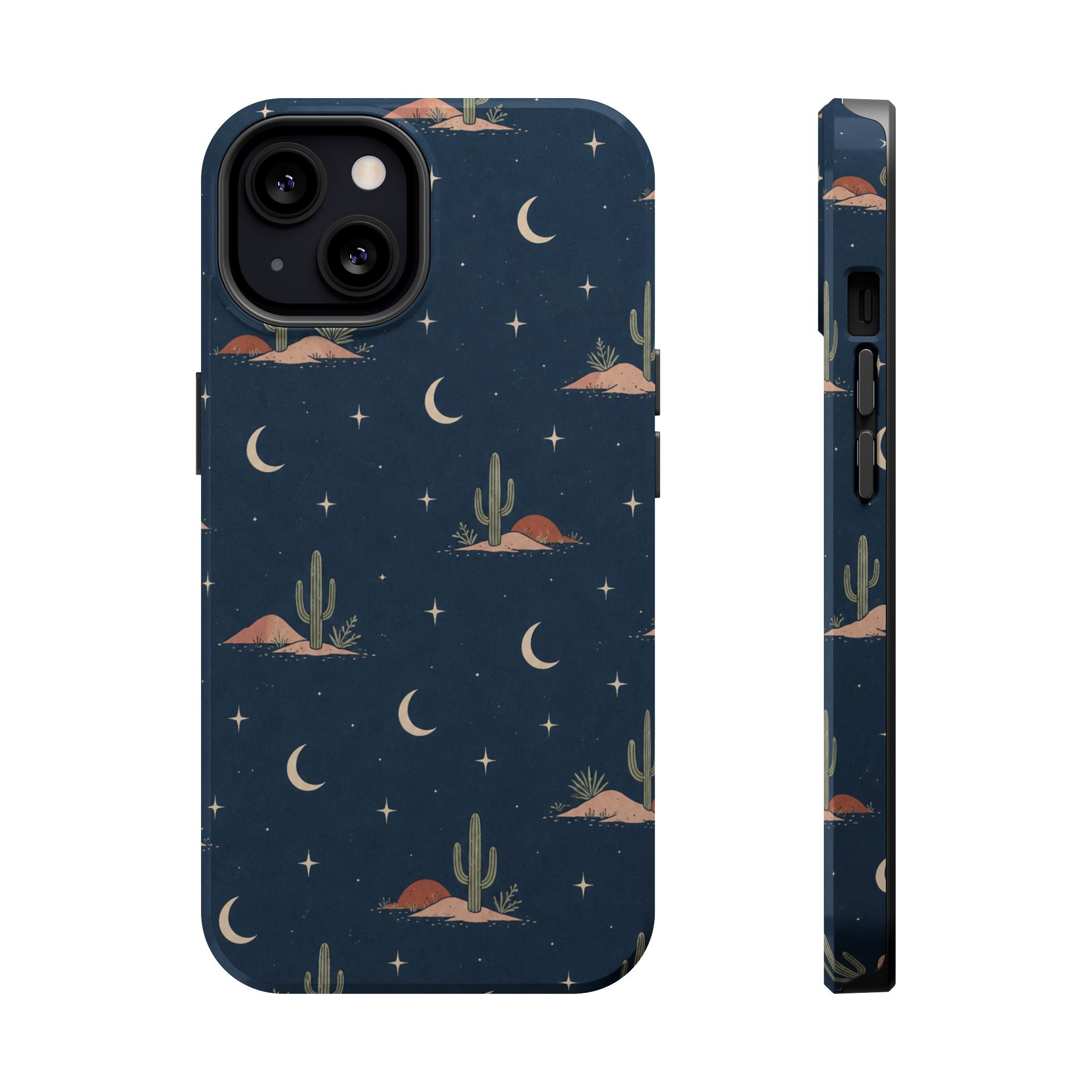 Desert Moon MagSafe Phone Case, glossy iPhone 13, rear and side profile
