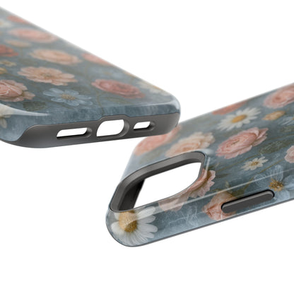 Frozen Floral Vintage Roses & Daisies iPhone Case with MagSafe compatibility  Shamo's