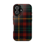 Funda para iPhone resistente a impactos con diseño de cuadros escoceses rojos y verdes con MagSafe