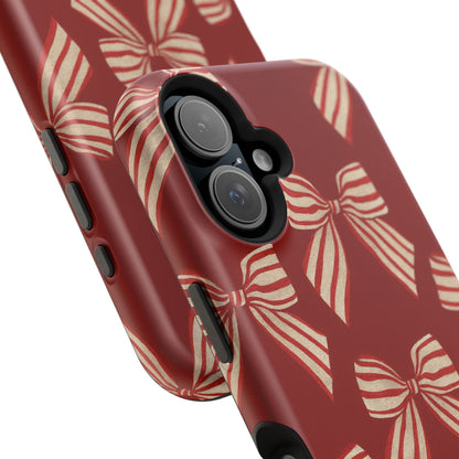 Holiday Red Bow iPhone Case — Impact‑Resistant iPhone Cover with MagSafe compatibility
