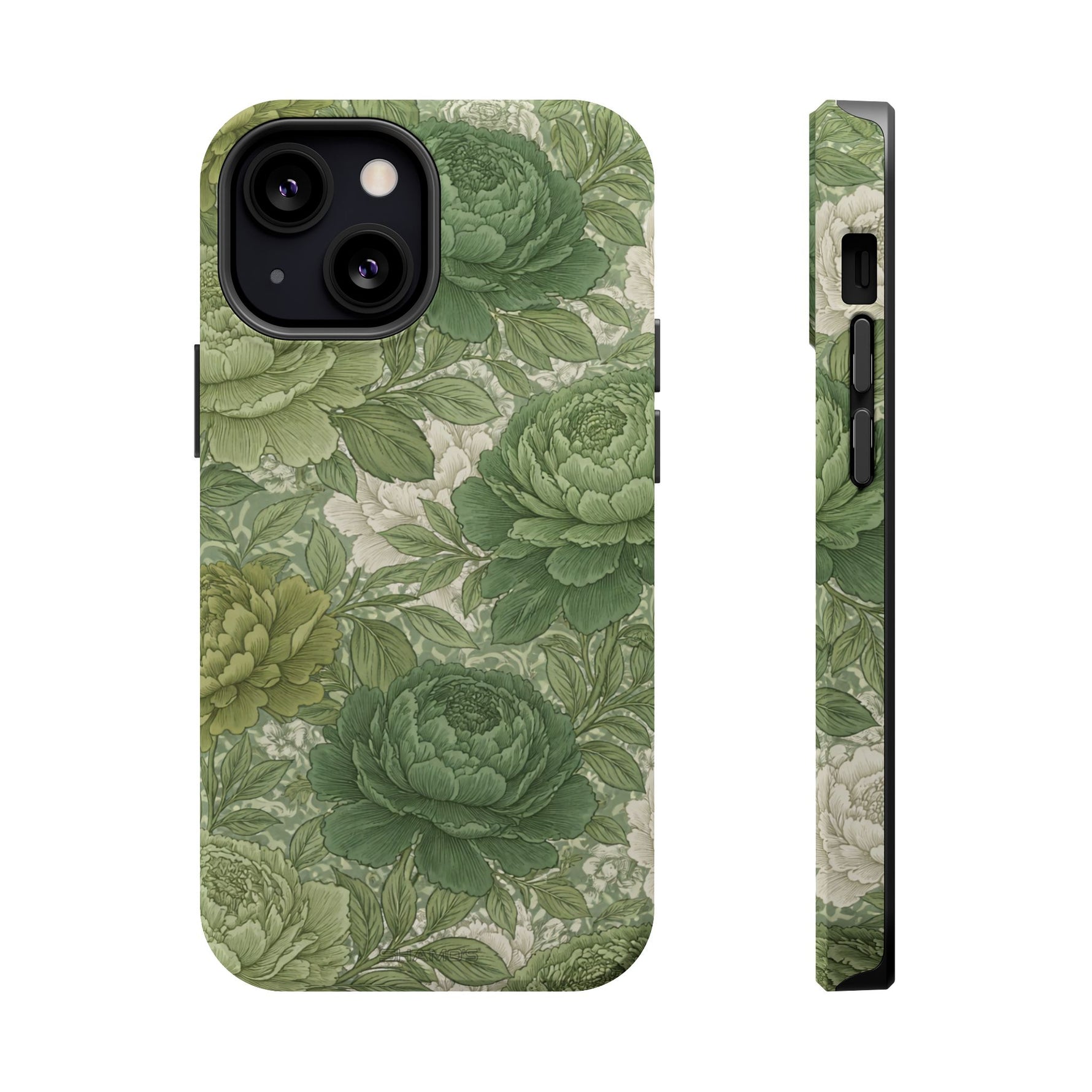 Green Succulent Floral Magnetic Impact-Resistant iPhone Case, MagSafe Compatible - iPhone 13 Mini / Matte - Shamo's