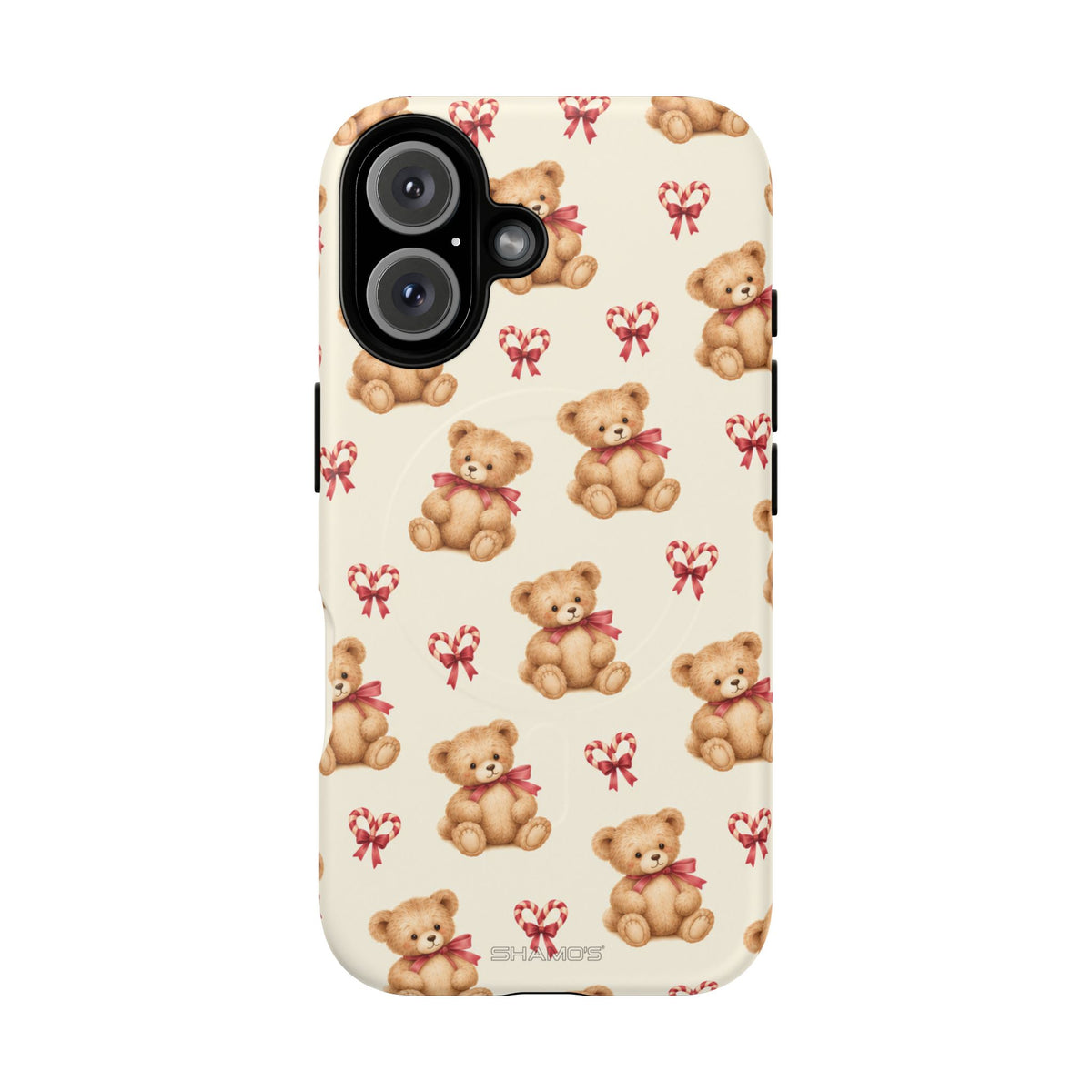 Coque iPhone Ourson des fêtes et sucres d’orge en forme de cœur avec MagSafe
