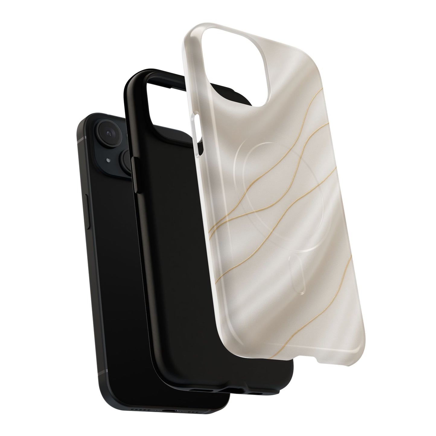 White Silk Gold Luxury iPhone Case with MagSafe - Shamo's