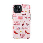 Boss Girl Cosmetic Pattern iPhone Case | MagSafe - iPhone 15 / Glossy - Shamo's