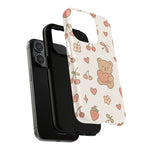 Teddy Berry Cozy Strawberry Pattern iPhone Case with MagSafe - Shamo's