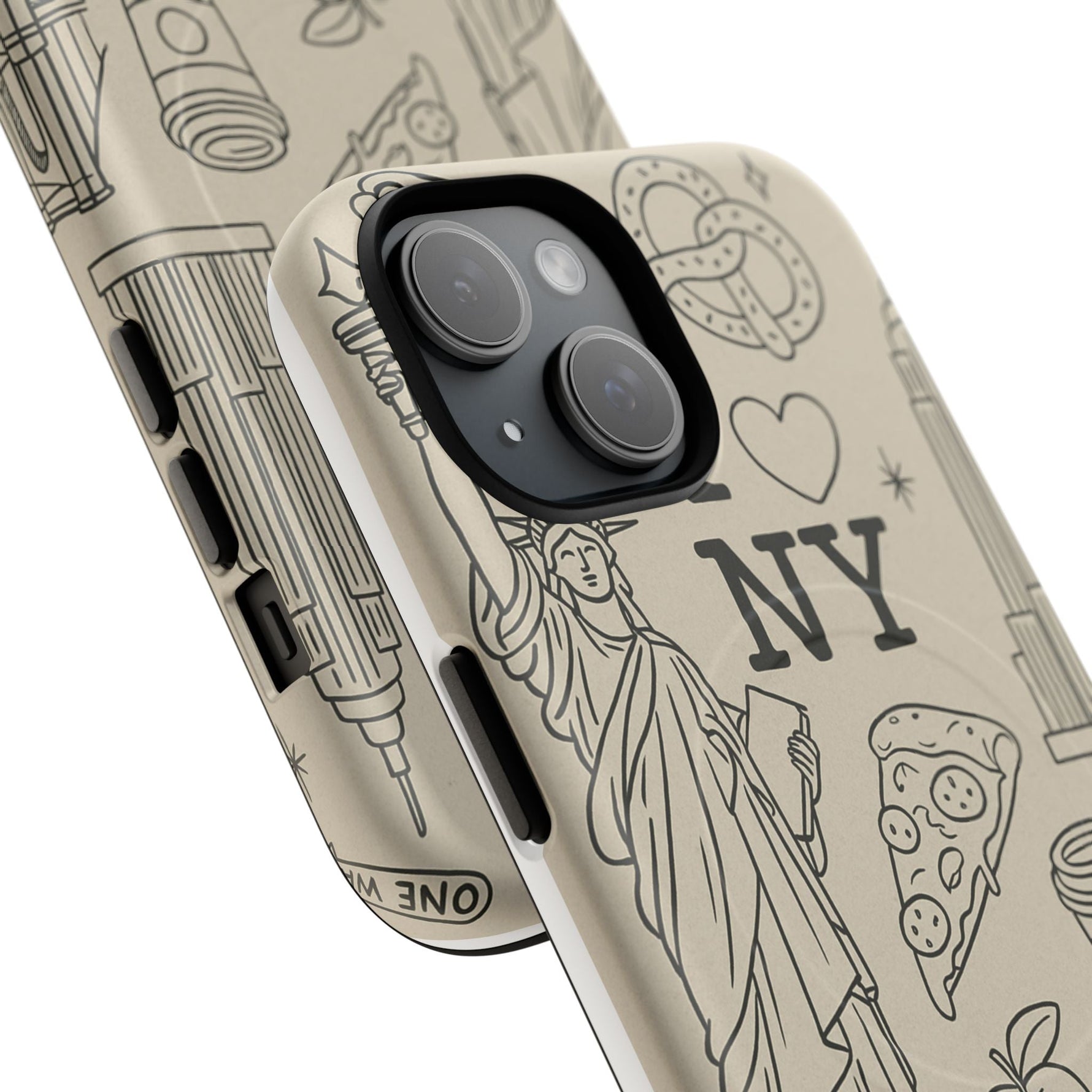 NY City Icons Tough iPhone Case — Statue of Liberty, Pizza & Taxi Pattern | Compatible with MagSafe  Shamo's