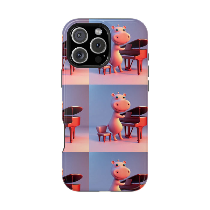 MagSafe Tough Cases with Tiny cute hippo playing a piano