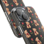 Romantic Teddy Bear Impact-Resistant Phone Case with Heart Design