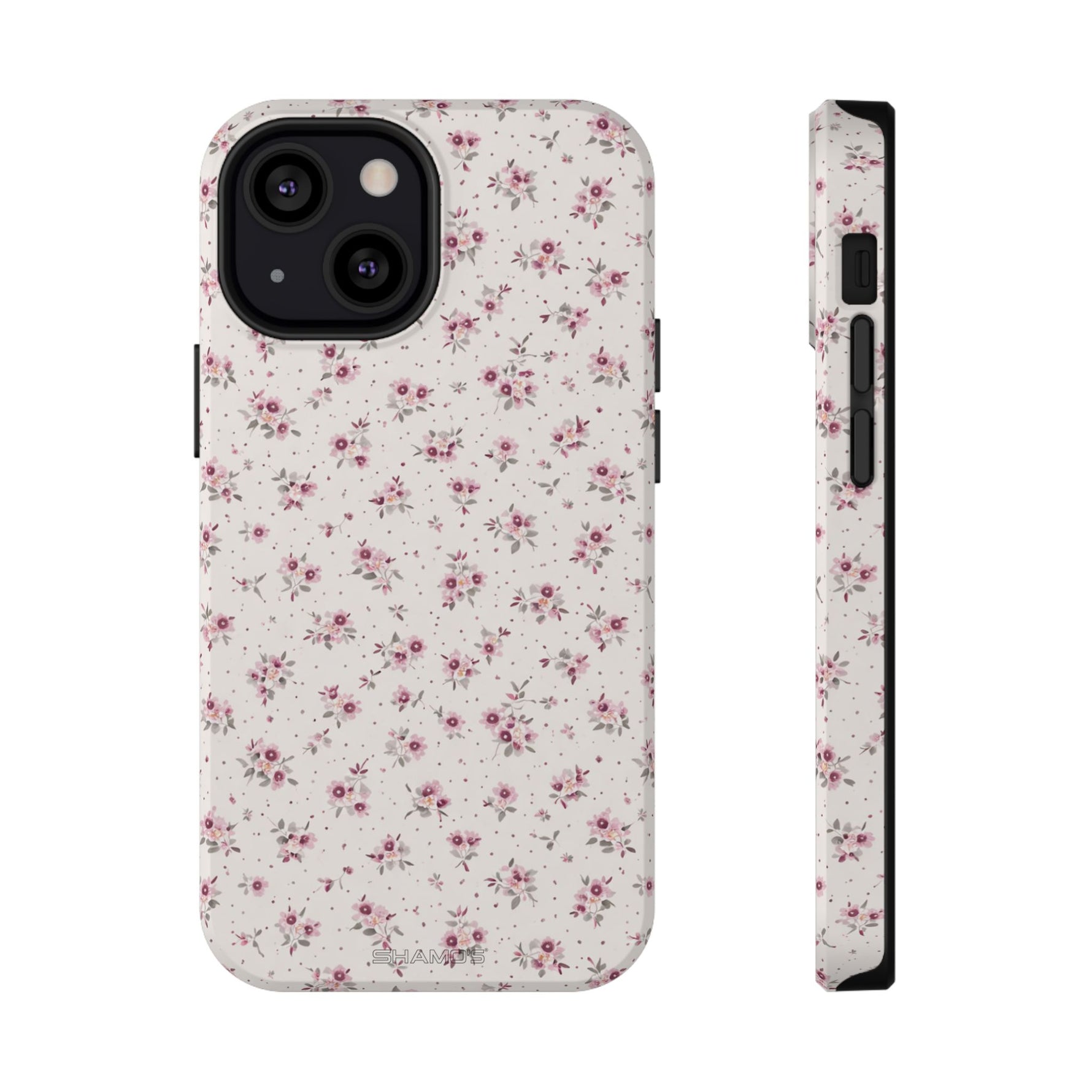 Rosebud Floral Tough iPhone Case | Pink Vintage Flower Protective Cover