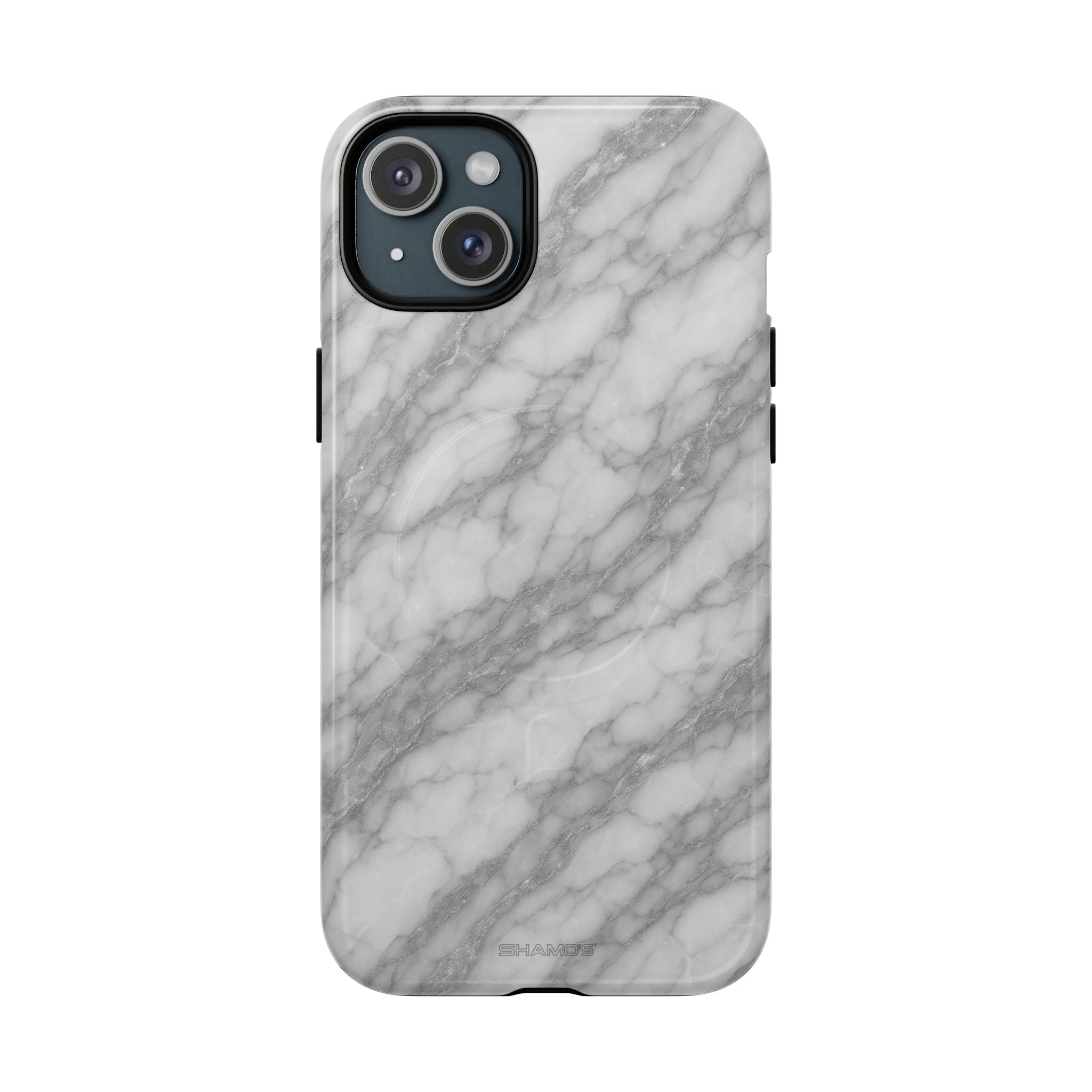 Silver Mist Marble iPhone Case with MagSafe - iPhone 15 Plus / Glossy - Shamo's #iphone-15-plus