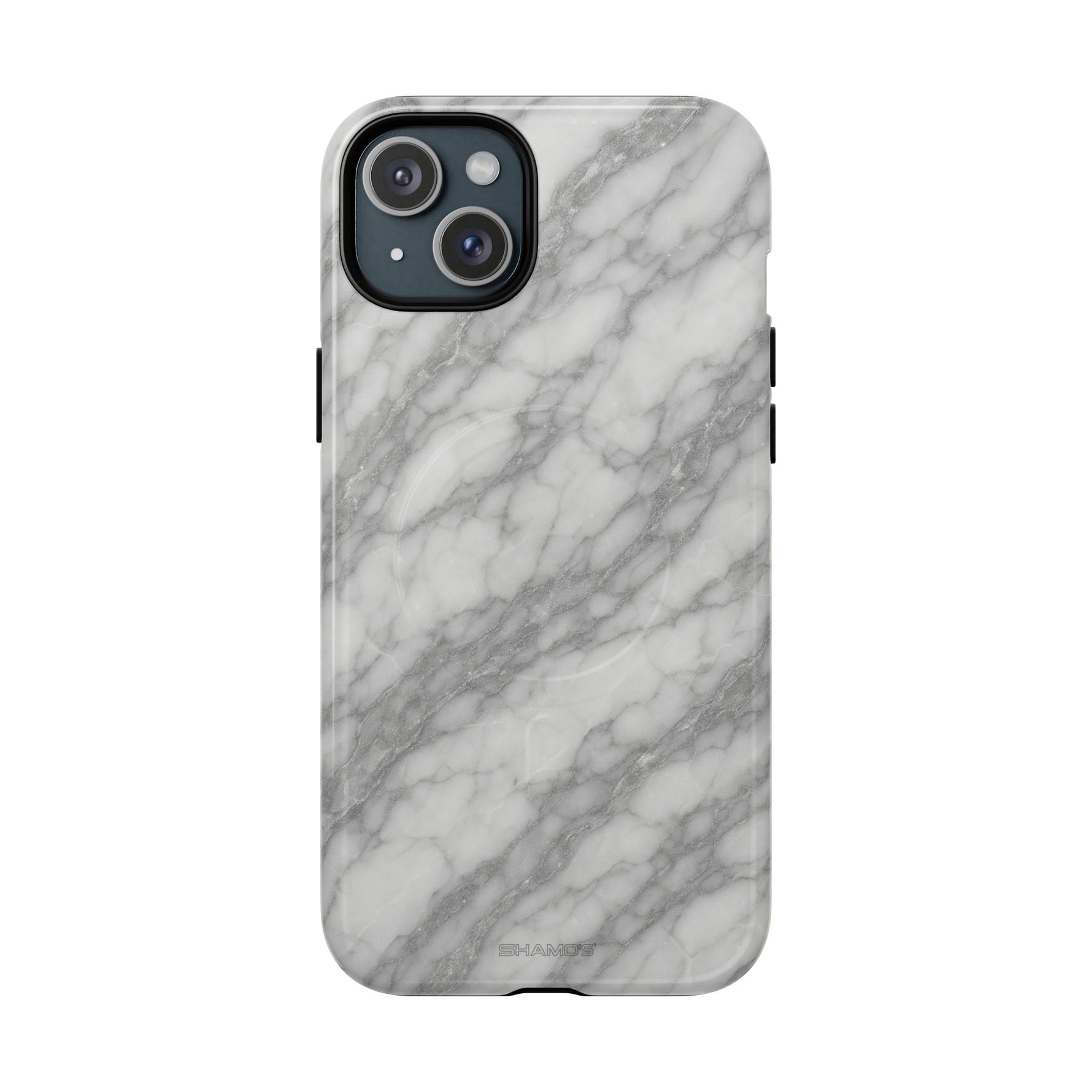 Silver Mist Marble iPhone Case with MagSafe - iPhone 15 Plus / Glossy - Shamo's