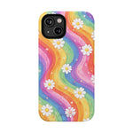 Funda de teléfono resistente a impactos con efecto cascada de colores Rainbow Daisy