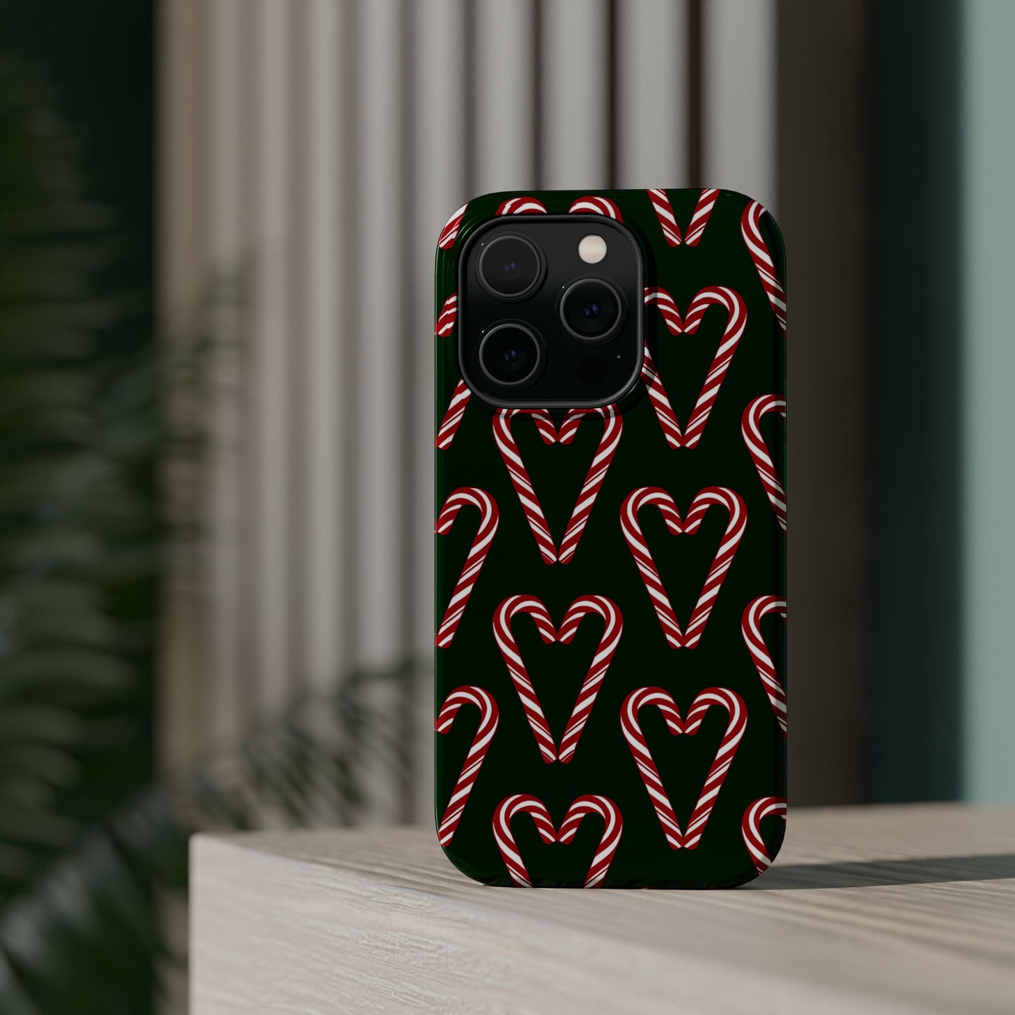 Candy Cane Heart MagSafe Impact-Resistant iPhone Case