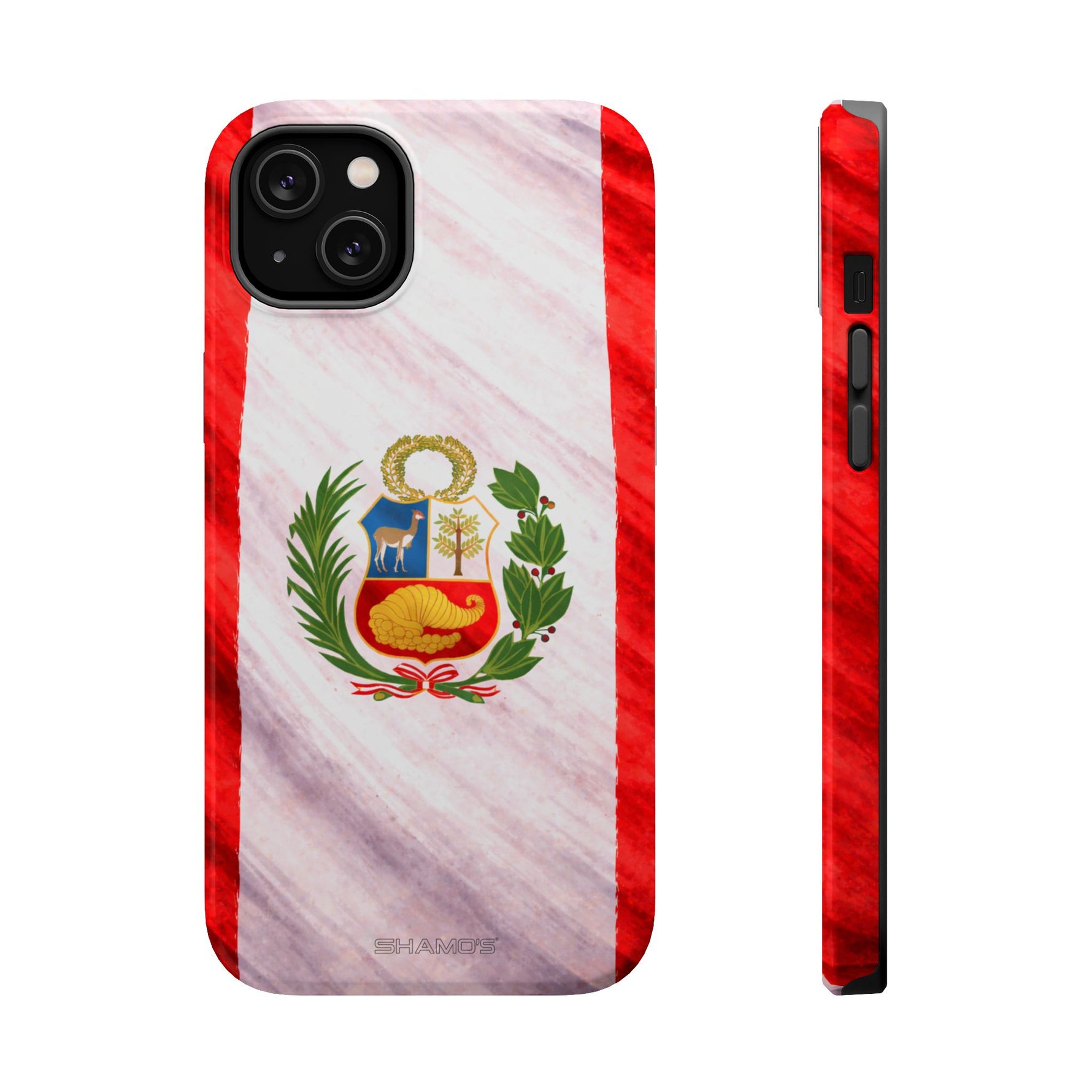 Peru Flag Magnetic Impact-Resistant Phone Case, Protective Patriotic Design, MagSafe Compatible - iPhone 14 Plus / Glossy - Shamo's