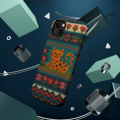 Cozy Knit Leopard Pattern Sweater Holiday Theme iPhone Case with MagSafe compatibility