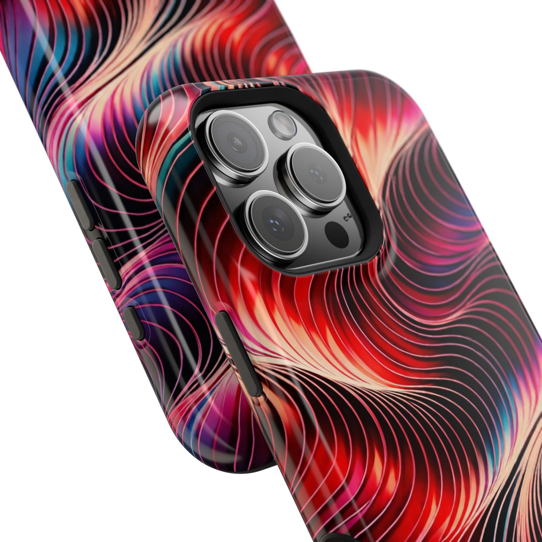 Abstract Red Wave Magnetic Impact-Resistant Phone Case | MagSafe