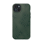 Topographic Green Magnetic Impact-Resistant iPhone Case | MagSafe compatible