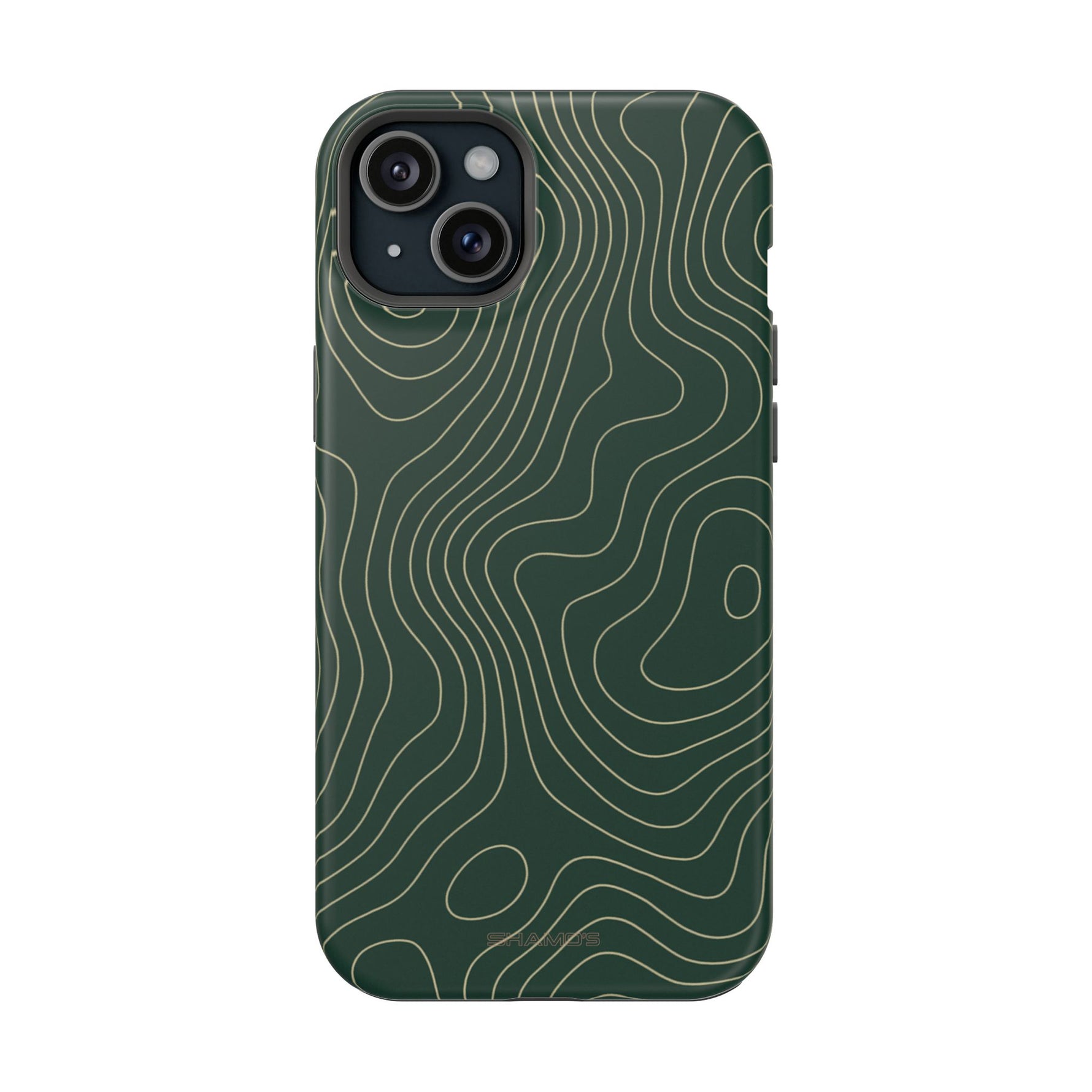 Topographic Green Magnetic Impact-Resistant iPhone Case | MagSafe compatible