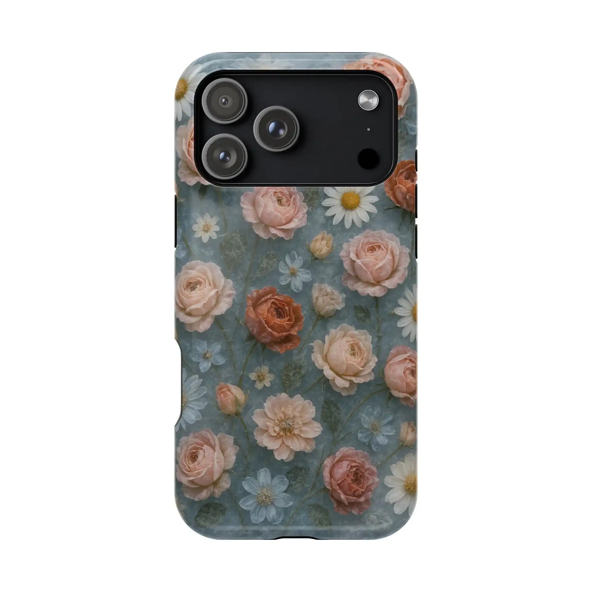 Frozen Floral Vintage Roses & Daisies iPhone Case with MagSafe compatibility  Shamo's iPhone 17 Pro Max / Glossy
